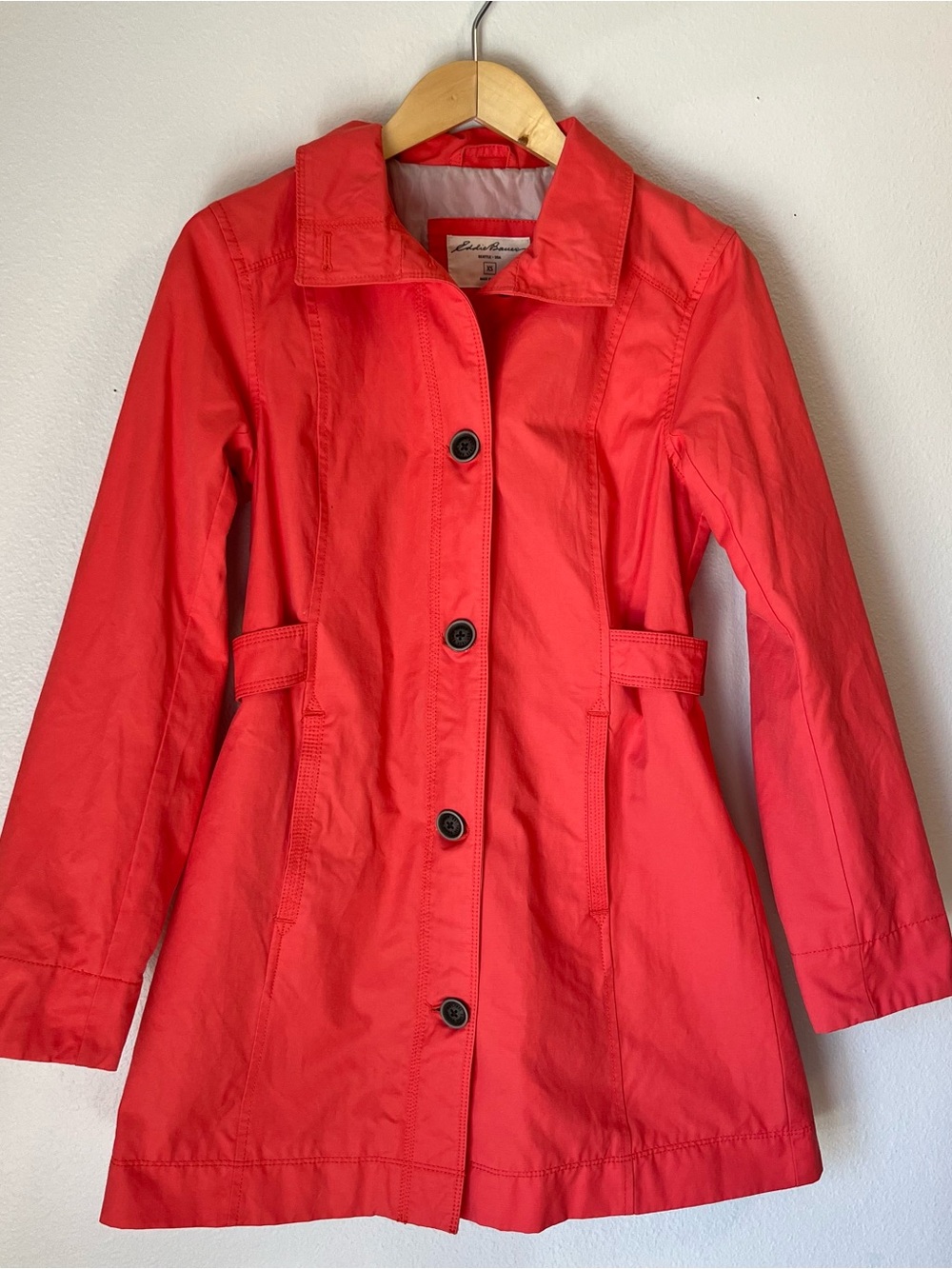 Eddie Bauer Coral Pink Trench Coat Rain Jacket